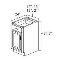 Carmel Shaker | 21" | Single Door Base Cabinet