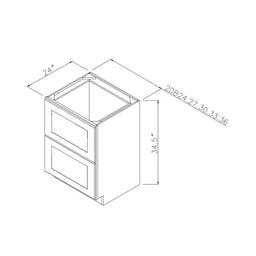 Midnight Black Shaker | 36" | 2 Drawer Base Cabinet