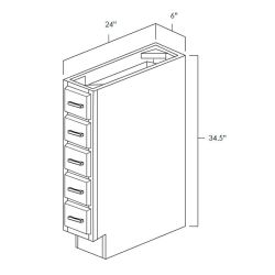 White Shaker | 6" | Base Spice Drawer Cabinet