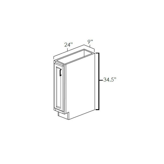 White Shaker | 09" | Tray Base Cabinet