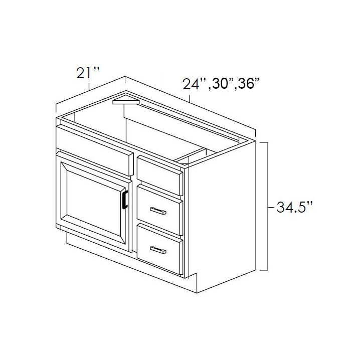 White Shaker | 24" x 21" | Vanity Single Door Cabinets - DR