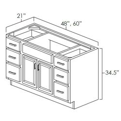 White Shaker | 60" x 21" | Double Door Vanity Cabinets