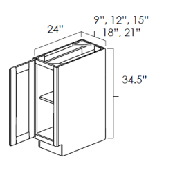 White Shaker | 21" | Single Door Full Height Base Cabinet WS-FHB21