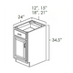 White Shaker | 15" | Single Door Base Cabinet