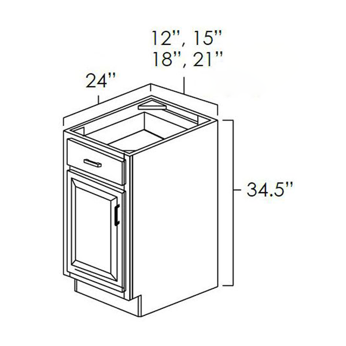 White Shaker | 15" | Single Door Base Cabinet